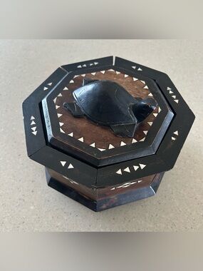 Handcrafted Black & Brown Turtle Decorative Jewelry Box